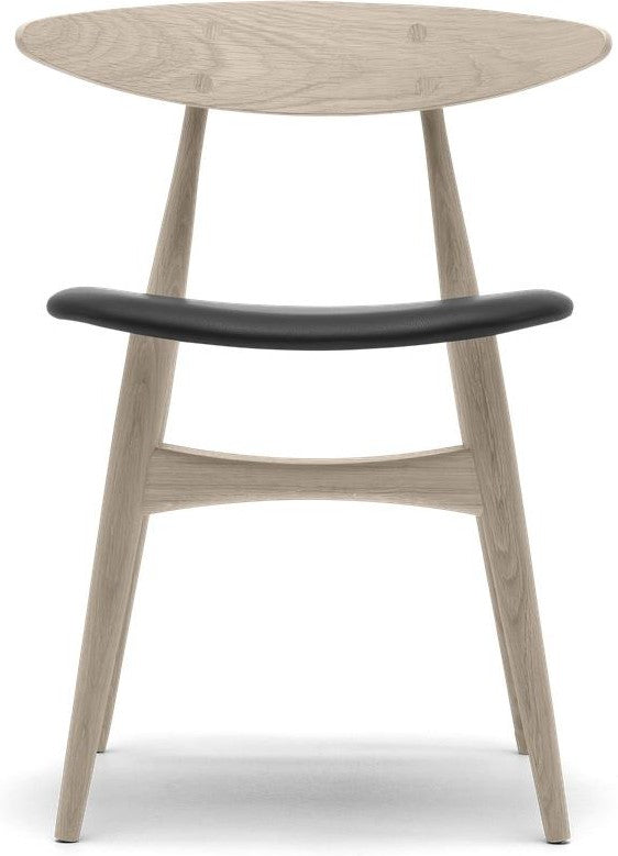 Silla de carl Hansen CH33 P, roble en jabón/cuero negro