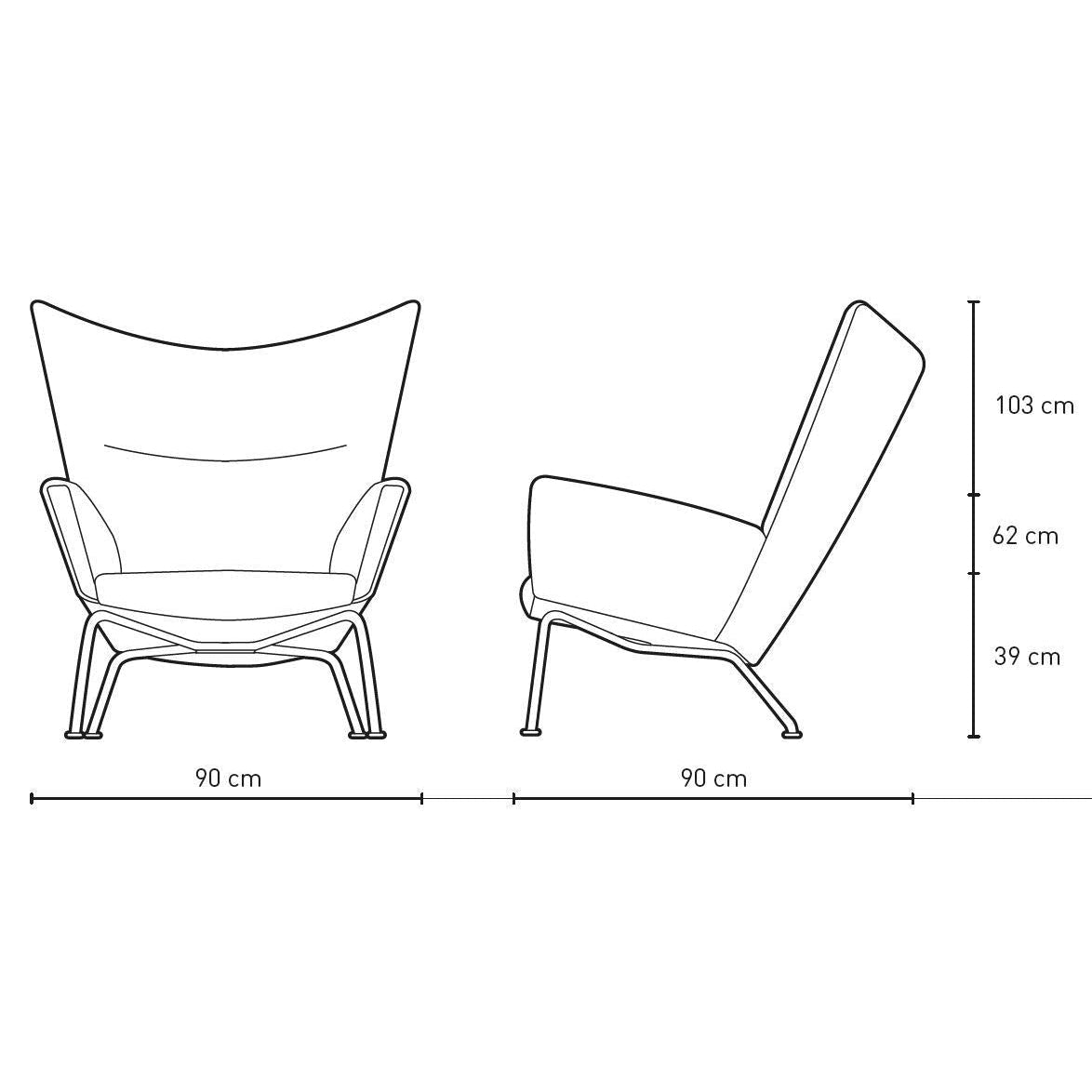 Carl Hansen Ch445 Wing Chair, Steel/Black Leather