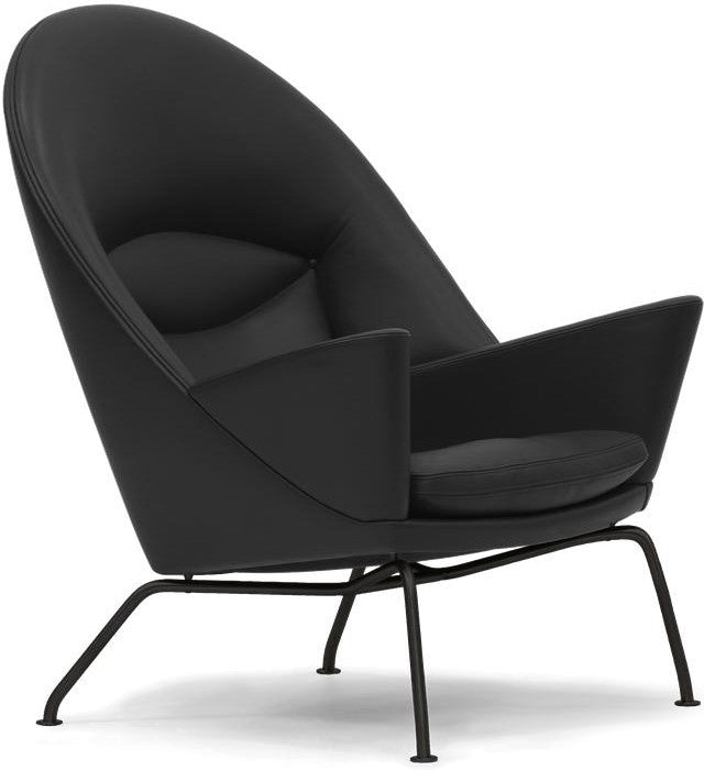 Carl Hansen CH468 Oculus椅子，黑色钢/黑色皮革