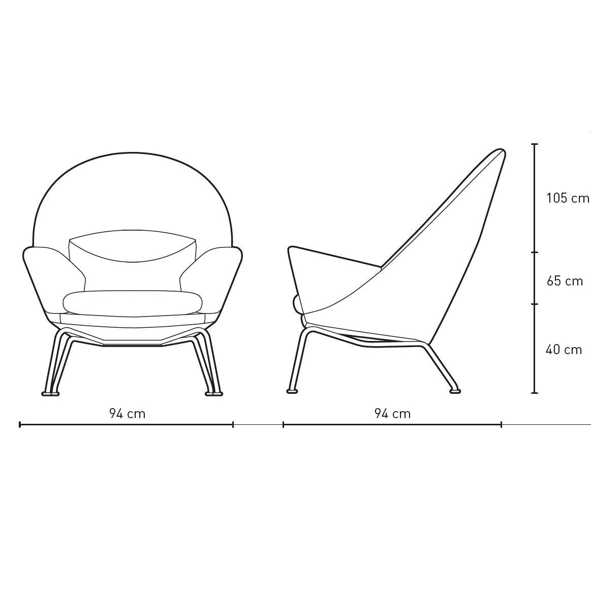 Carl Hansen CH468 Oculus Stuhl, schwarzes Stahl/schwarzes Leder