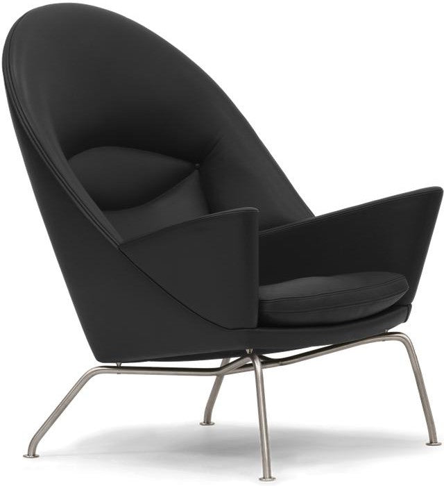 Carl Hansen CH468 Oculus椅子，钢/黑色皮革