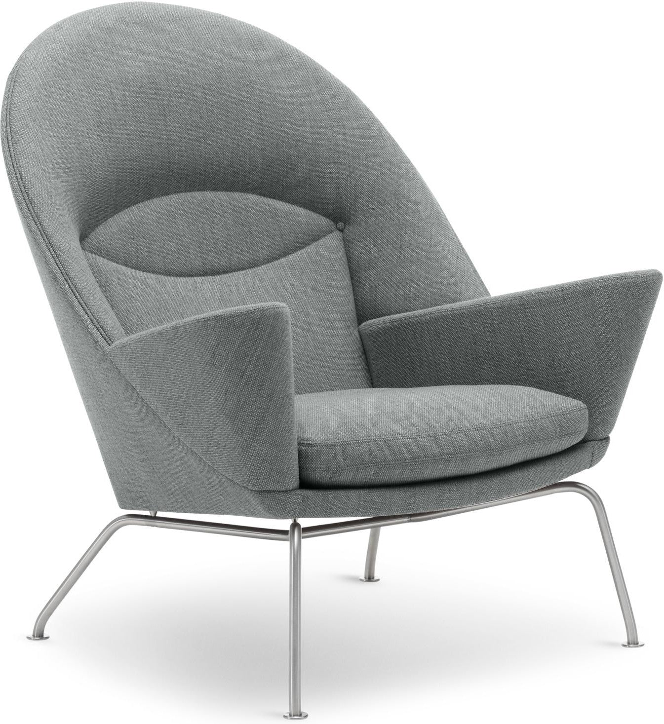 Carl Hansen CH468 Oculus椅子，钢/浅灰色织物