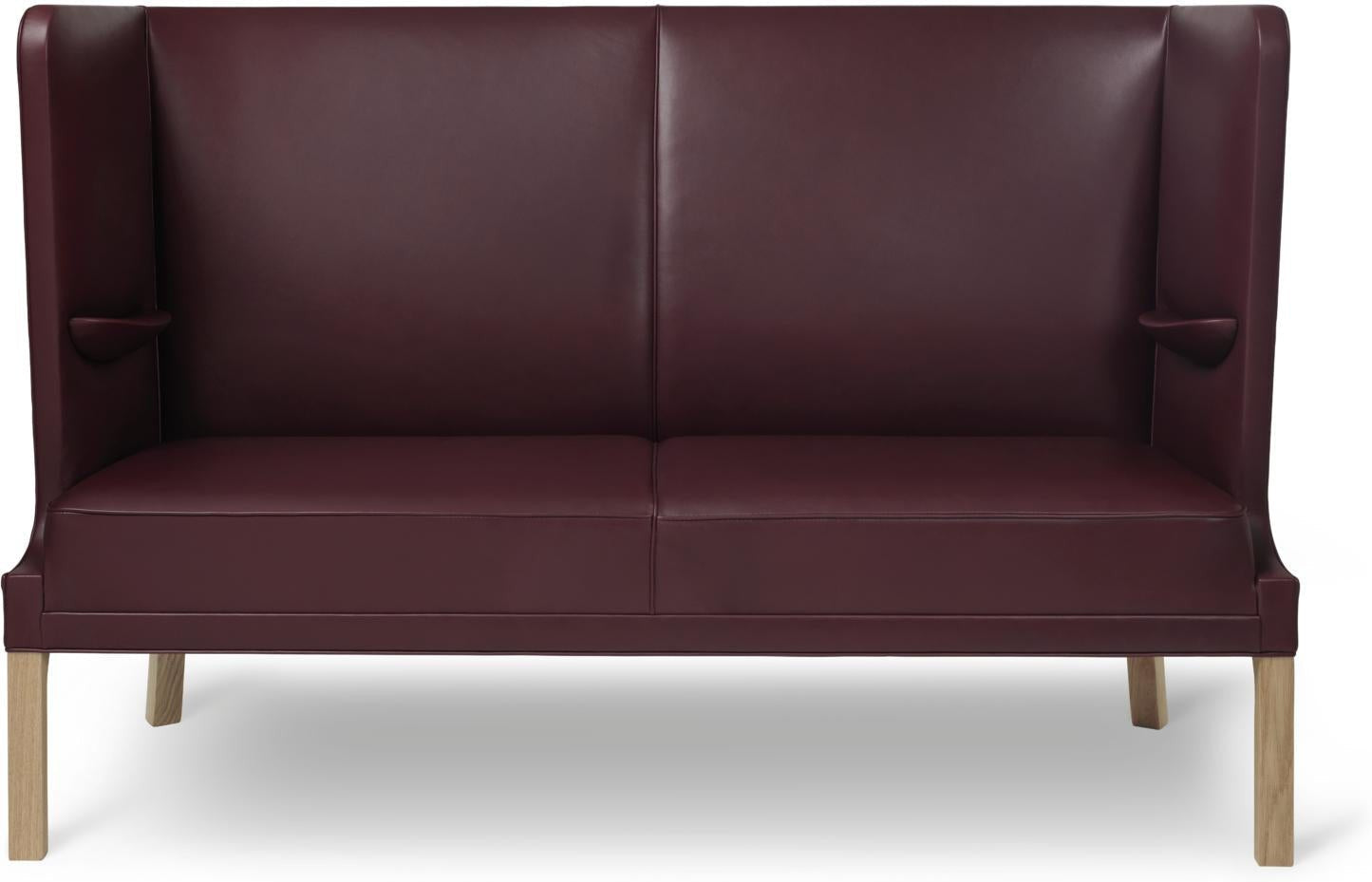 Carl Hansen Fh436 Coupé Sofa, Oiled Oak/Burgundy Leather