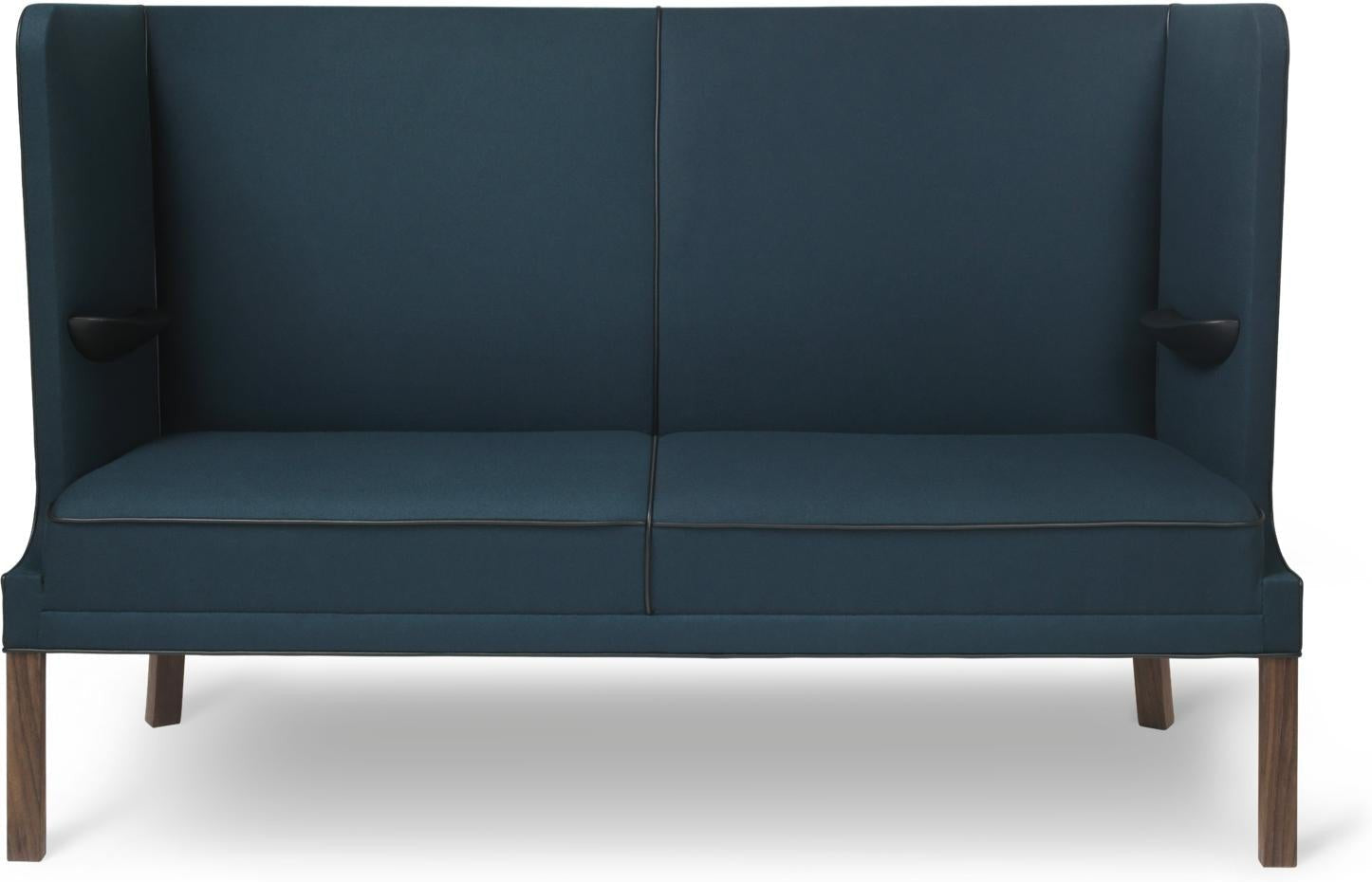 Carl Hansen FH436 Coupé Sofá, tela de nogal engrasado/tela azul