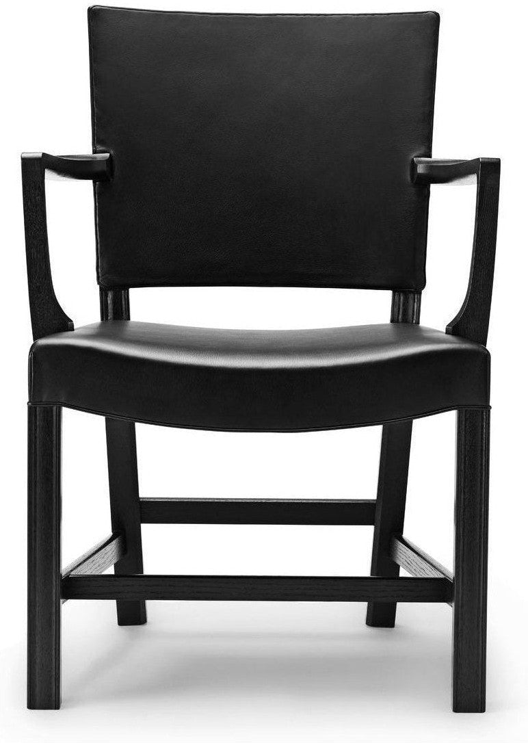 Carl Hansen KK37581 Grote rode fauteuil, zwart eiken/zwart leer