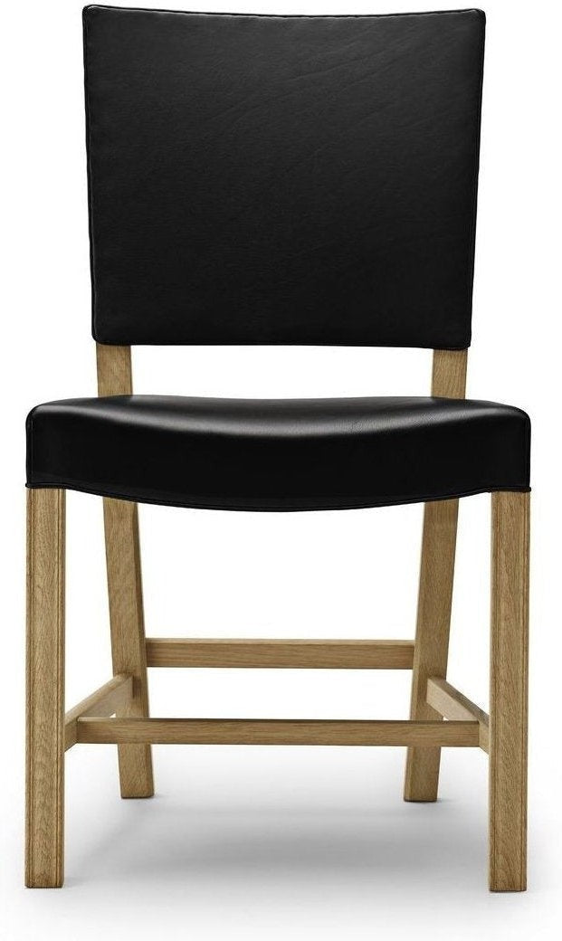 Carl Hansen KK39490 Liten röd stol, ekvålat/svart läder