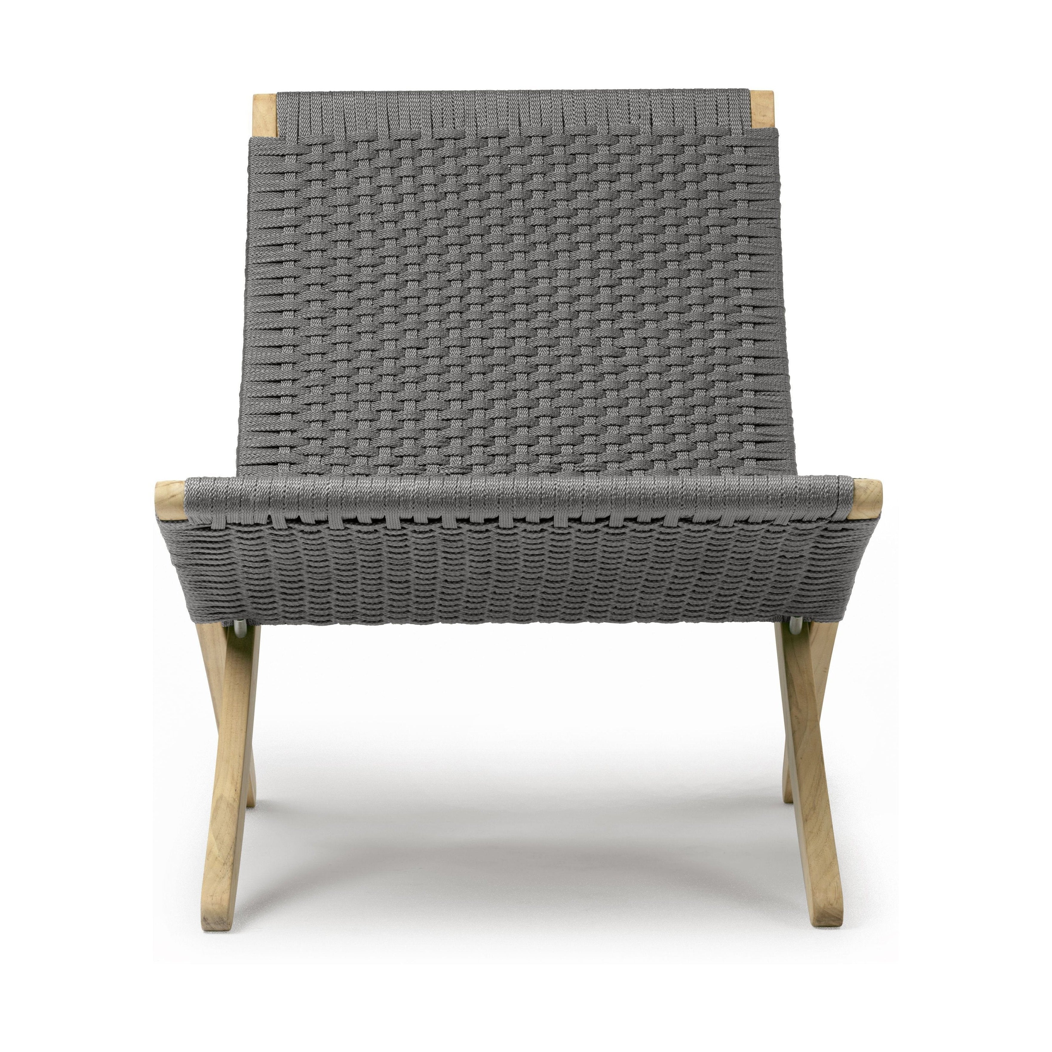 Carl Hansen MG501 Kúba stóll úti ómeðhöndlaður teak, reipi/c Harcoal