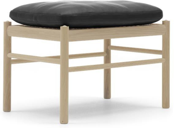 Carl Hansen OW149 F POOD TÉLOGNE POUR LA CHAISE COLONIALE, CHANGEMENT D'HUILE BLANCHE / CUIR NOIR