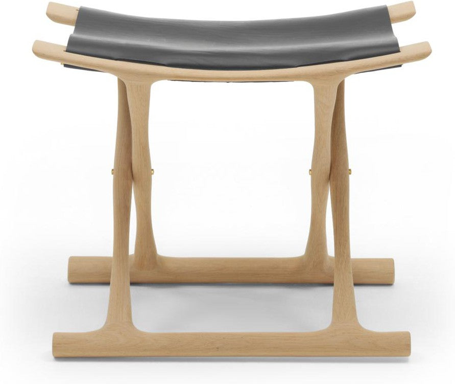 Carl Hansen Tabouret égyptien OW2000, chêne huilé / cuir noir