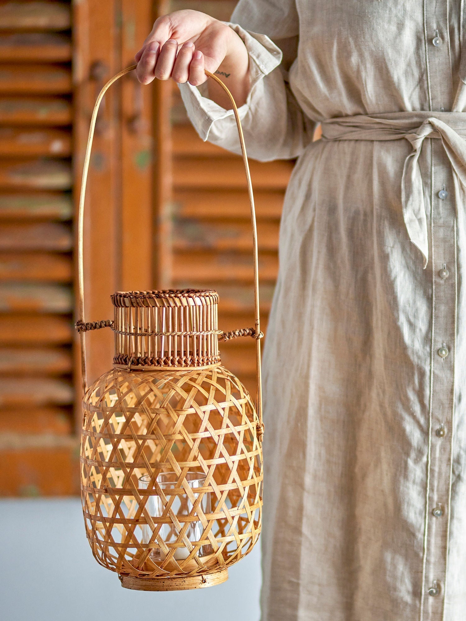 [product_category]-Creative Collection Lerka Lantern w/Glass, Nature, Bamboo-Creative Collection-5711173320615-82064291-BLO-3