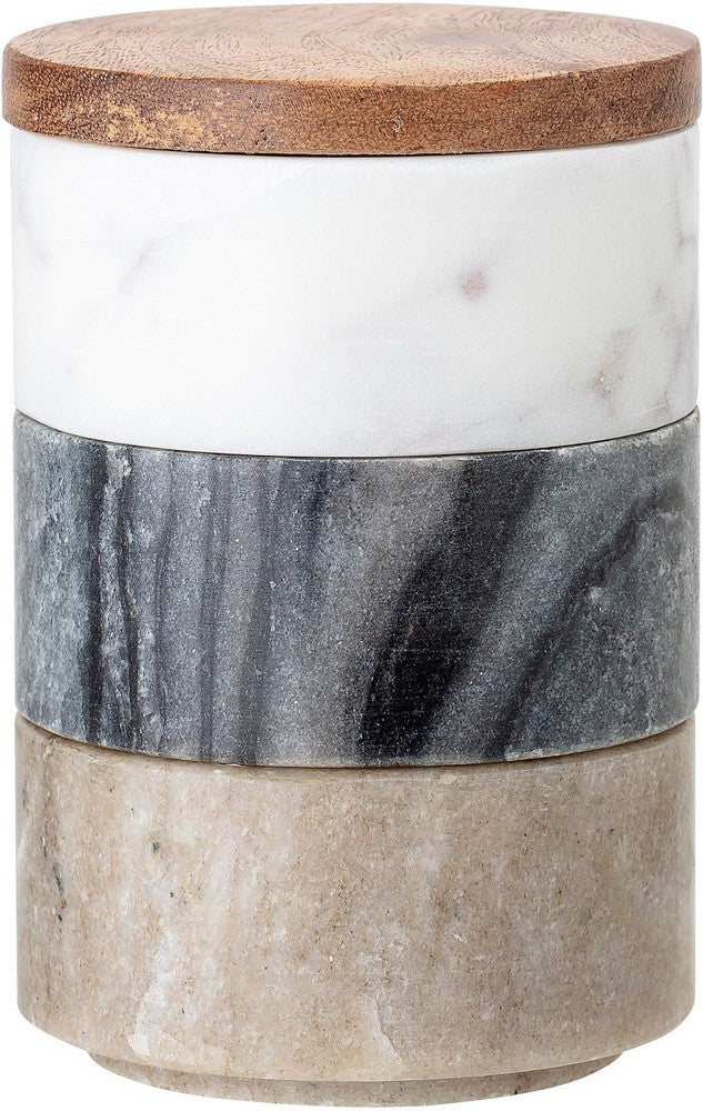 Collezione creativa Mael Jar con coperchio, bianco, marmo