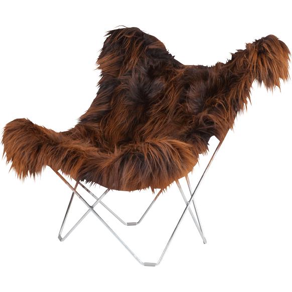 Cuero Iceland Mariposa Butterfly Chair, Brown/Chrome