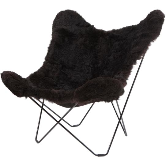 Cuero Iceland Mariposa Butterfly Chair, Shorn Black/Black