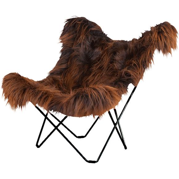 Cuero Iceland Mariposa Butterfly Chair, Wild Brown/Black