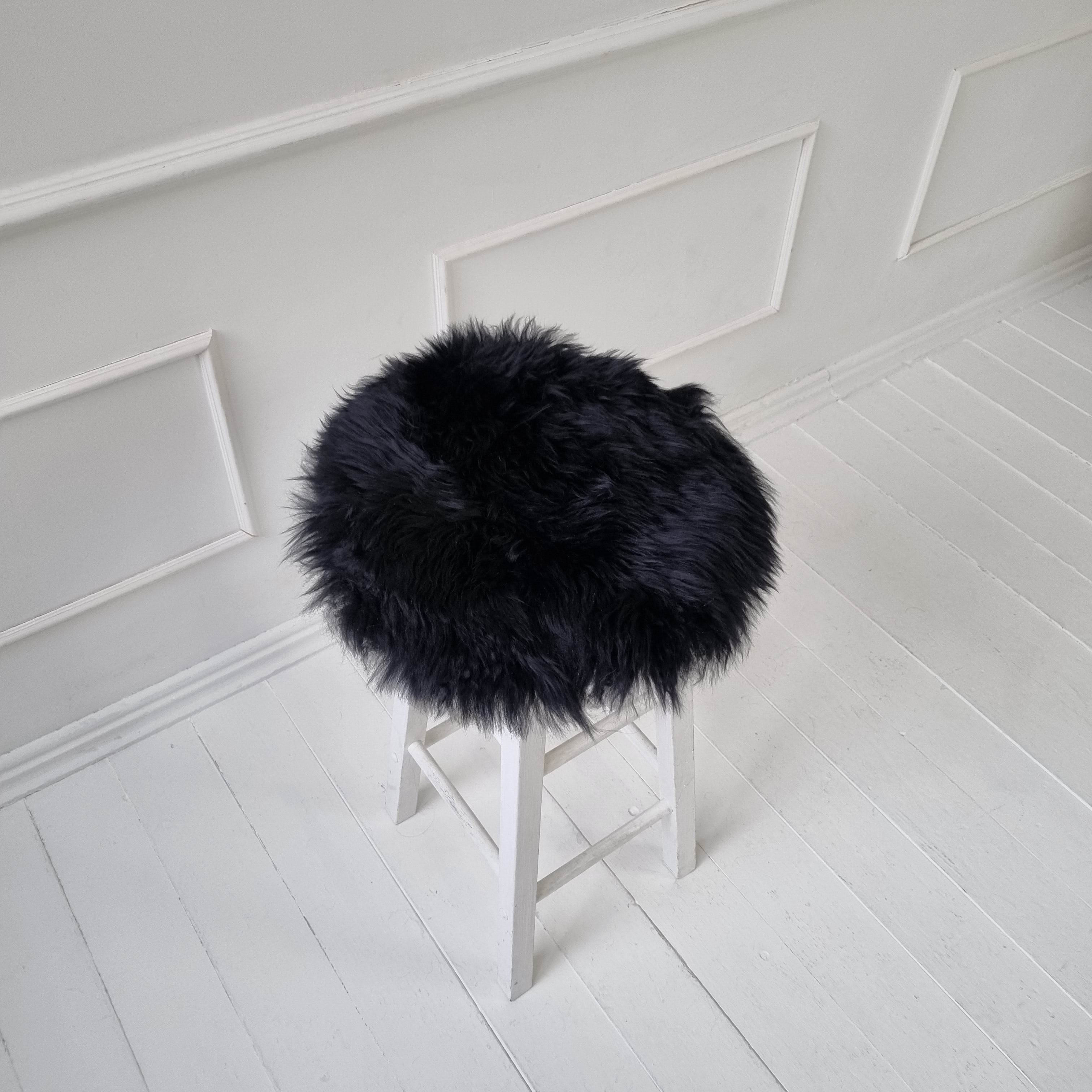 Black authentique chaise de mouton pad | Rond