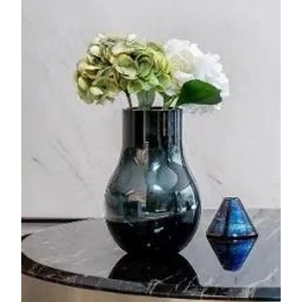 Vase élégant moderne en verre de qualité bleu profond, Davos10