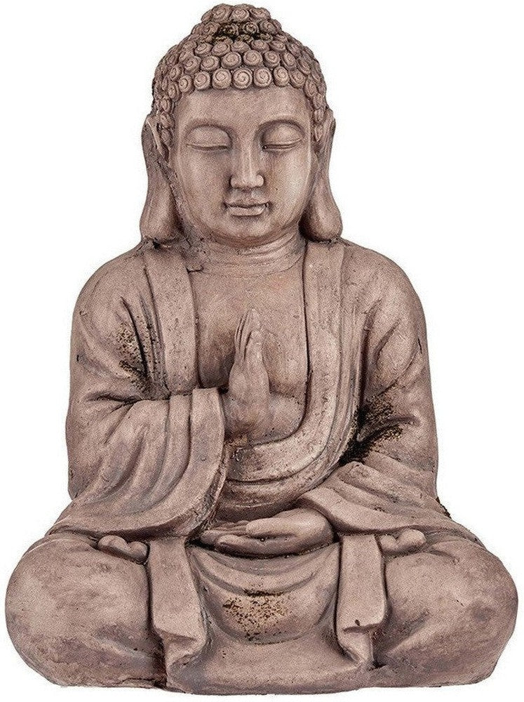 Koristeellinen puutarhakuvio Buddha harmaa polyresiini (23,5 x 49 x 36 cm)
