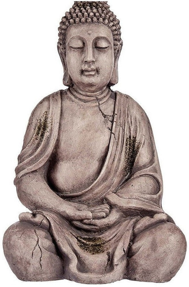 Figura decorativa de jardín Buda Poliresina gris (25 x 50,5 x 32,5 cm)