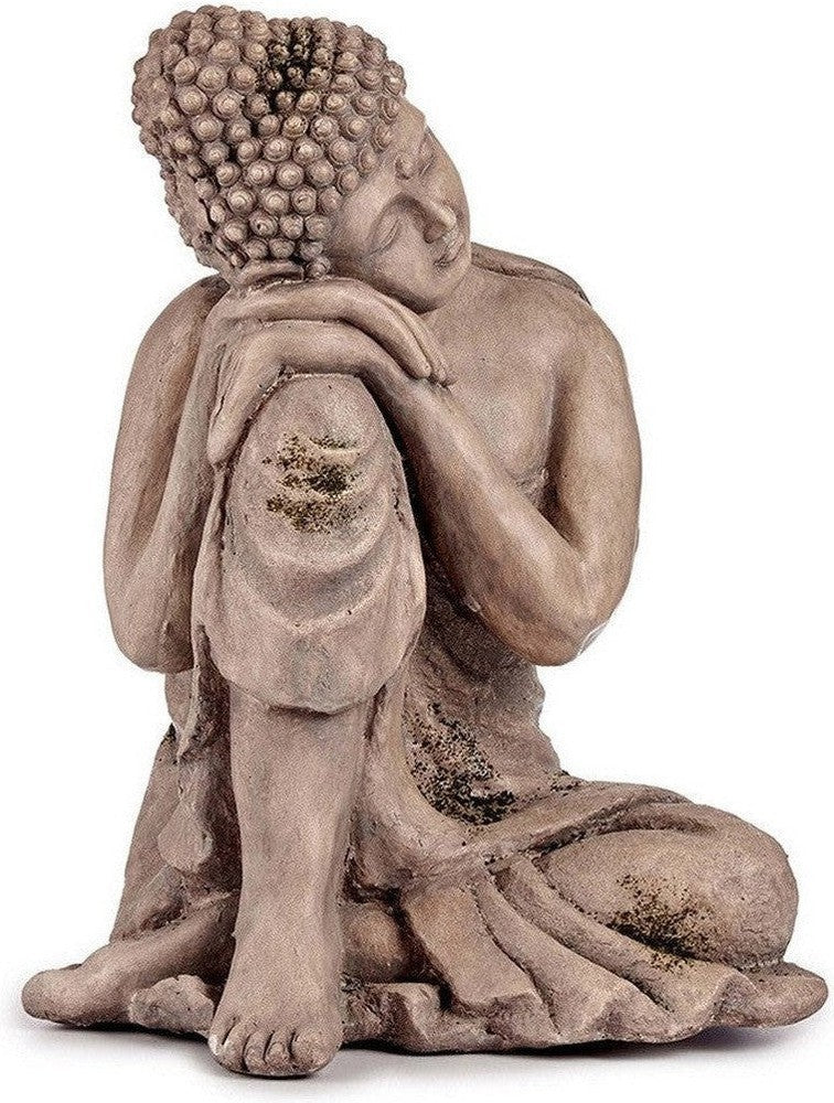 Koristeellinen puutarhakuvio Buddha harmaa polyresiini (34,5 x 54,5 x 31 cm)