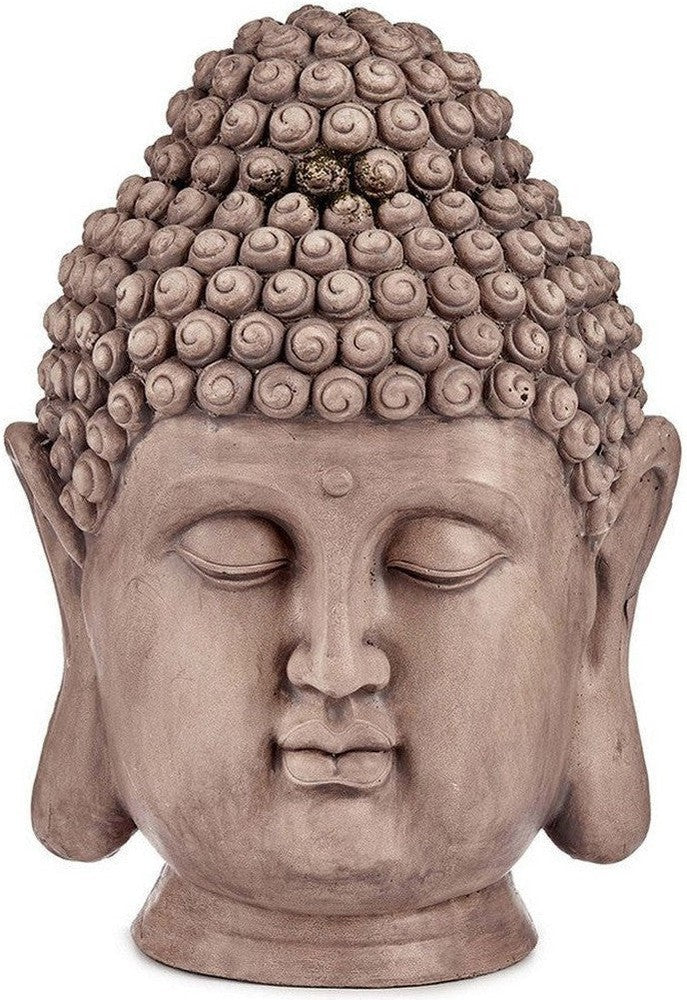 Dekorativ havefigur Buddha hovedgrå polyresin (31,5 x 50,5 x 35