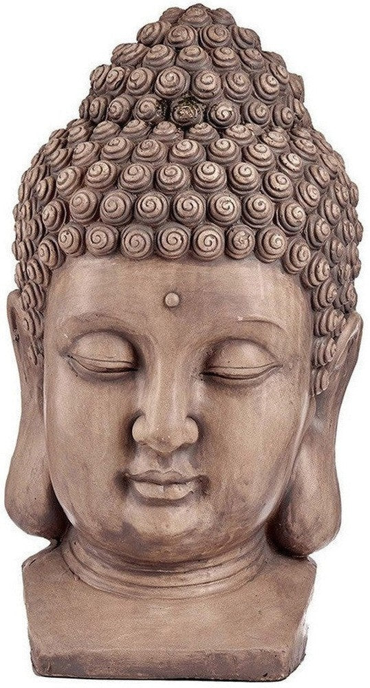 Dekorativ havefigur Buddha hovedgrå polyresin (35 x 65,5 x 38