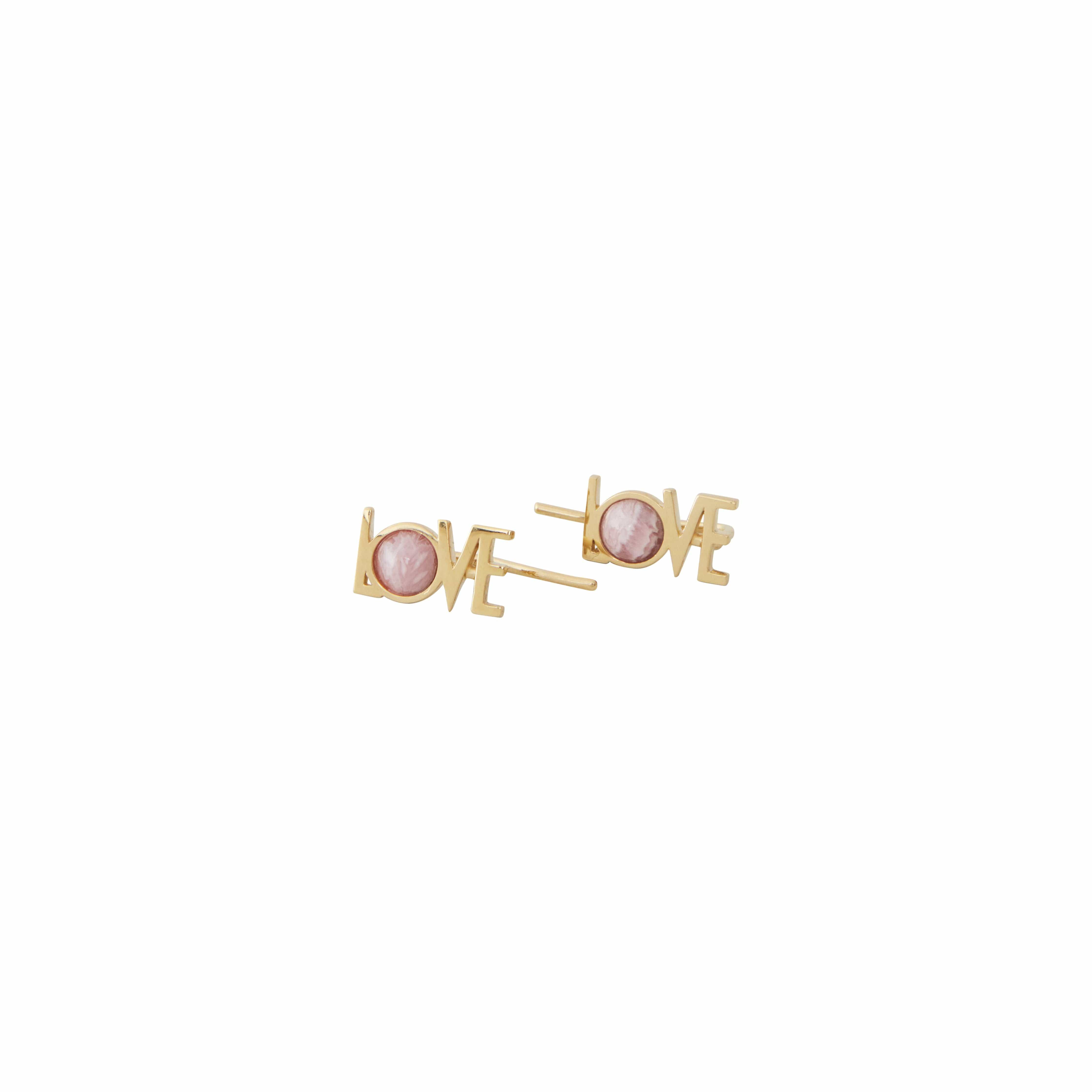 [product_category]-Design Letters Great Love Earrings Set Of 2 18k Gold Plated, Red Chrosite-Design Letters-5710498190507-90401007RHCHROSITE-DES-1