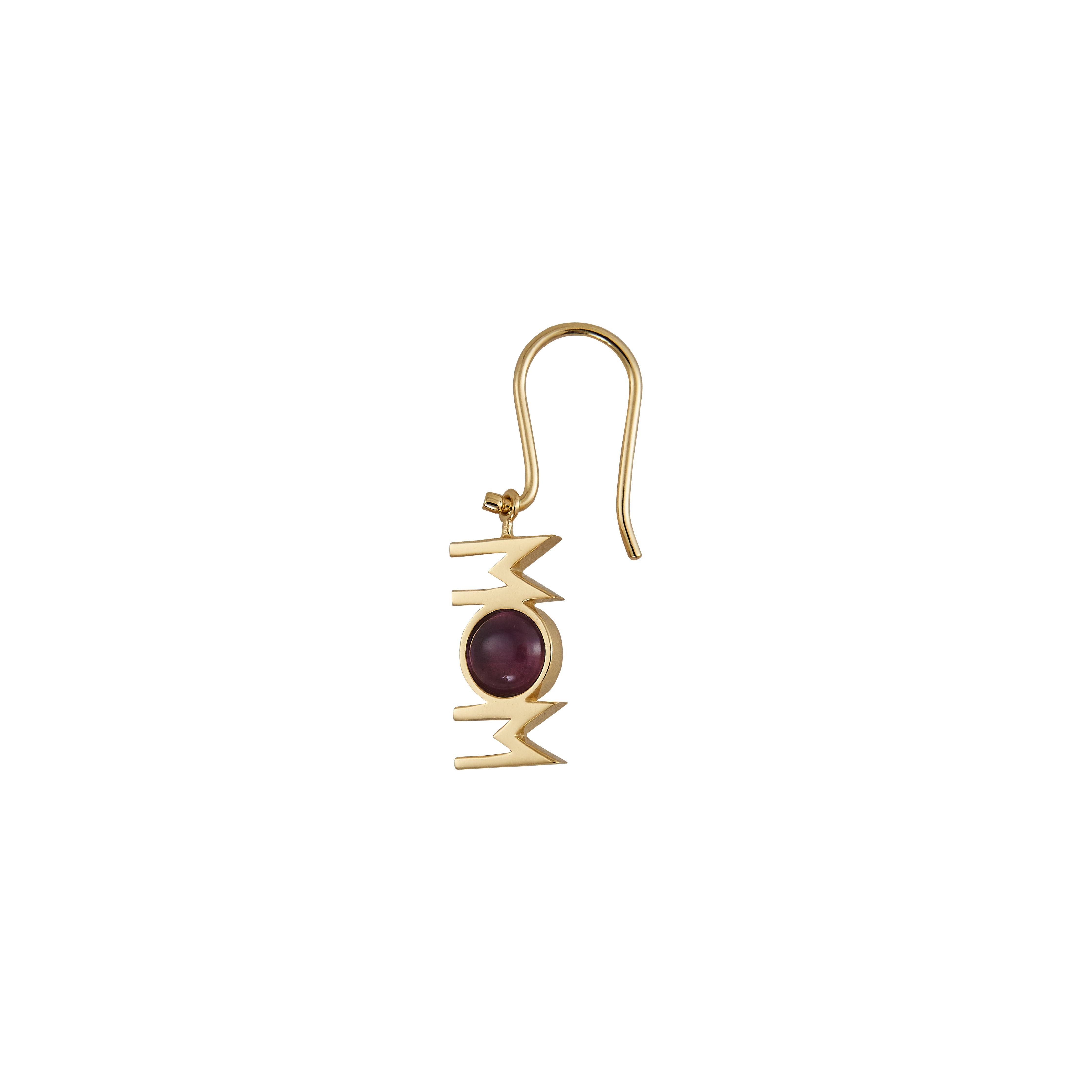 [product_category]-Design Letters Great Mom Earrings 1 P Cs 18k Gold Plated, Amethyst Violet-Design Letters-5710498190545-90402005AMETHYST-DES-1