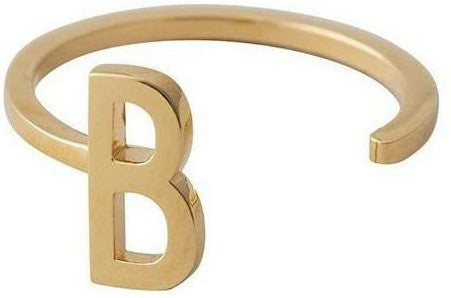 Hönnunarbréf Letter Ring A Z, 18K gullhúðað, b