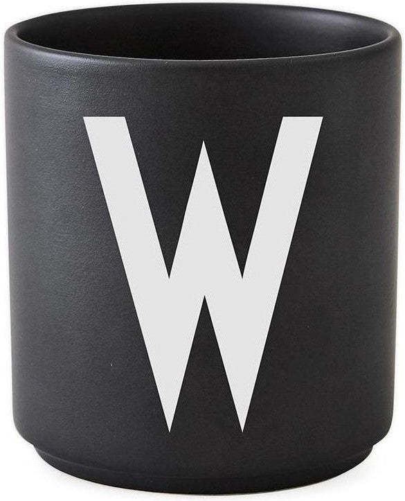 Lettere di design Mug in porcellana personale A Z, Black, W, W