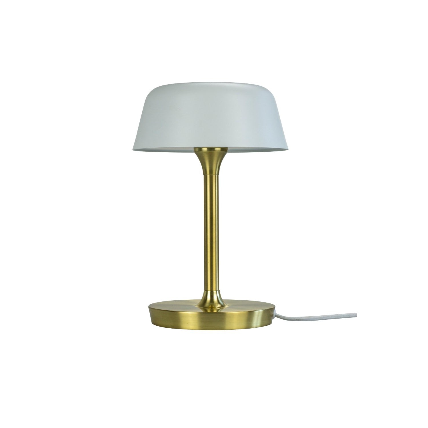 Lámpara de mesa LED de Dyberg Larsen Valencia con alambre, blanco/latón