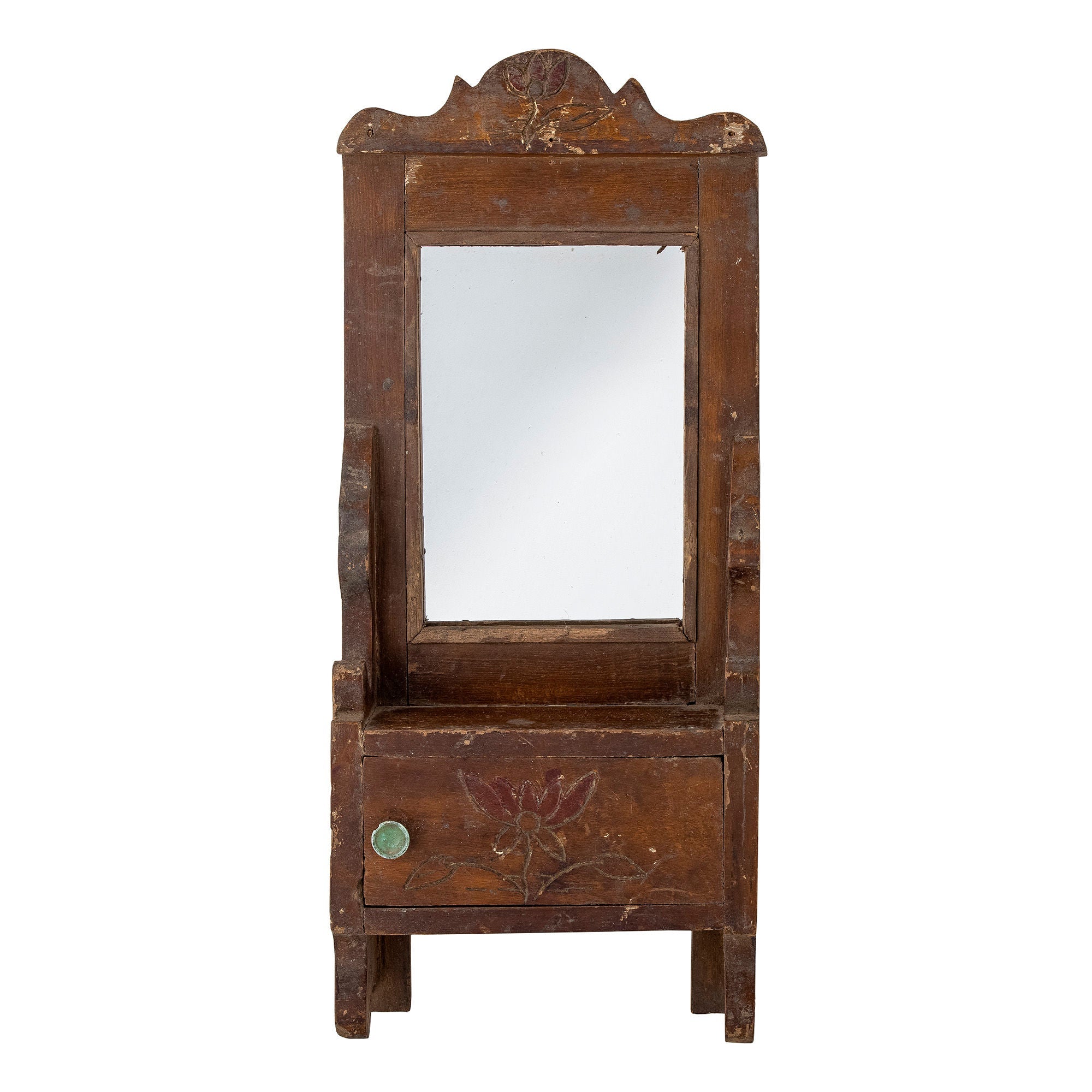 Kreative Kollektion Sehar Mirror mit Regal, braun, zurückgewonnenes Holz