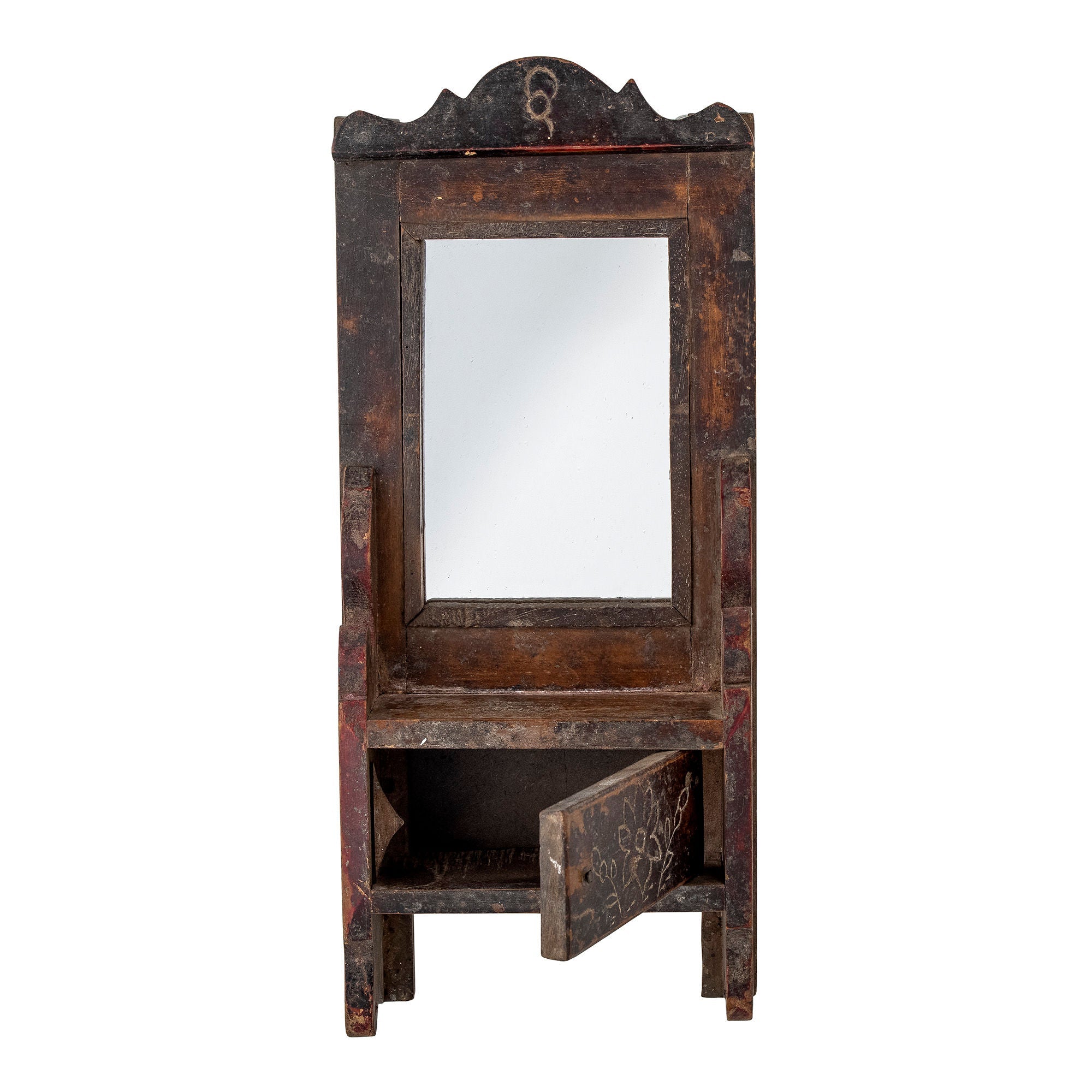 Collection créative Sehar Mirror avec étagère, marron, bois récupéré