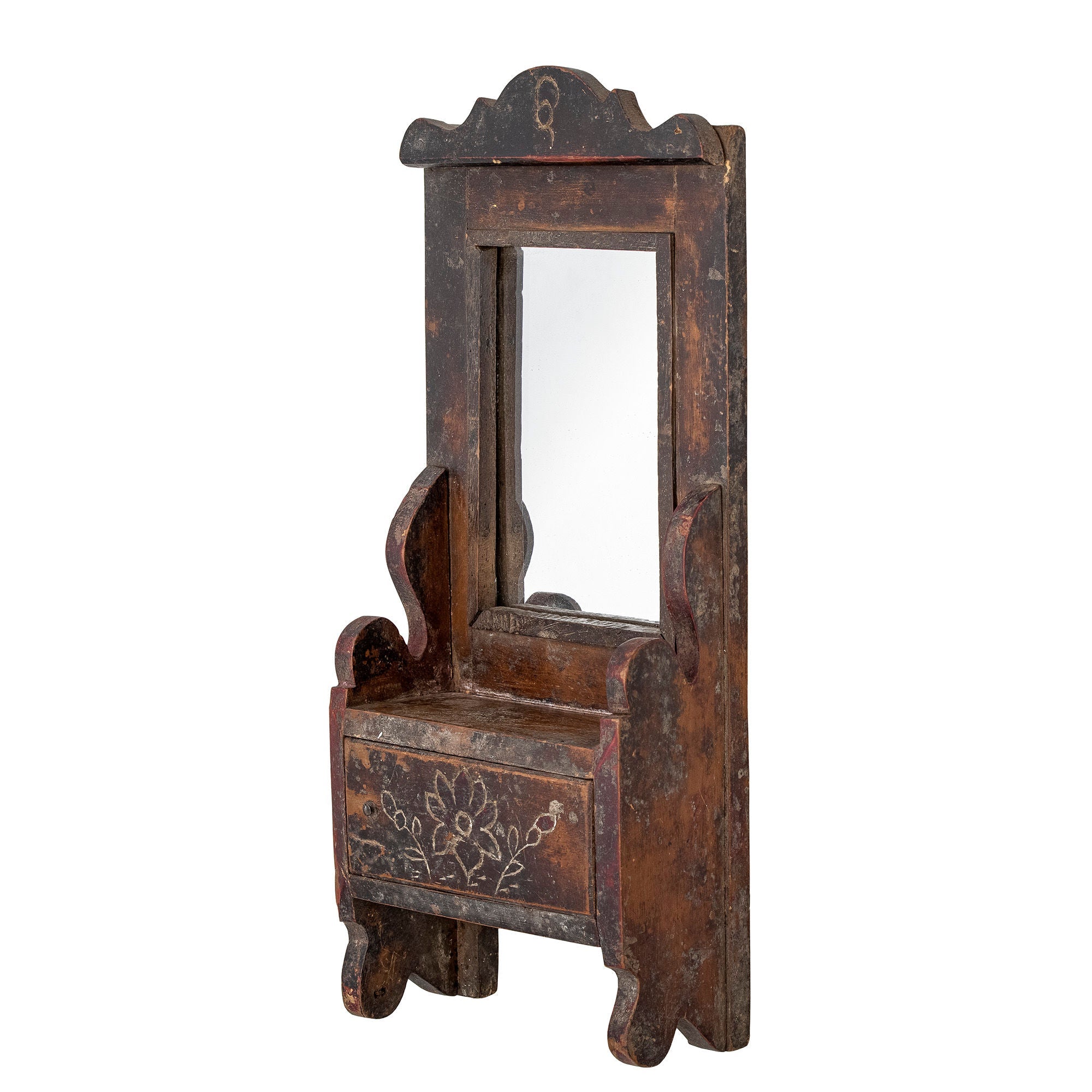 Collection créative Sehar Mirror avec étagère, marron, bois récupéré