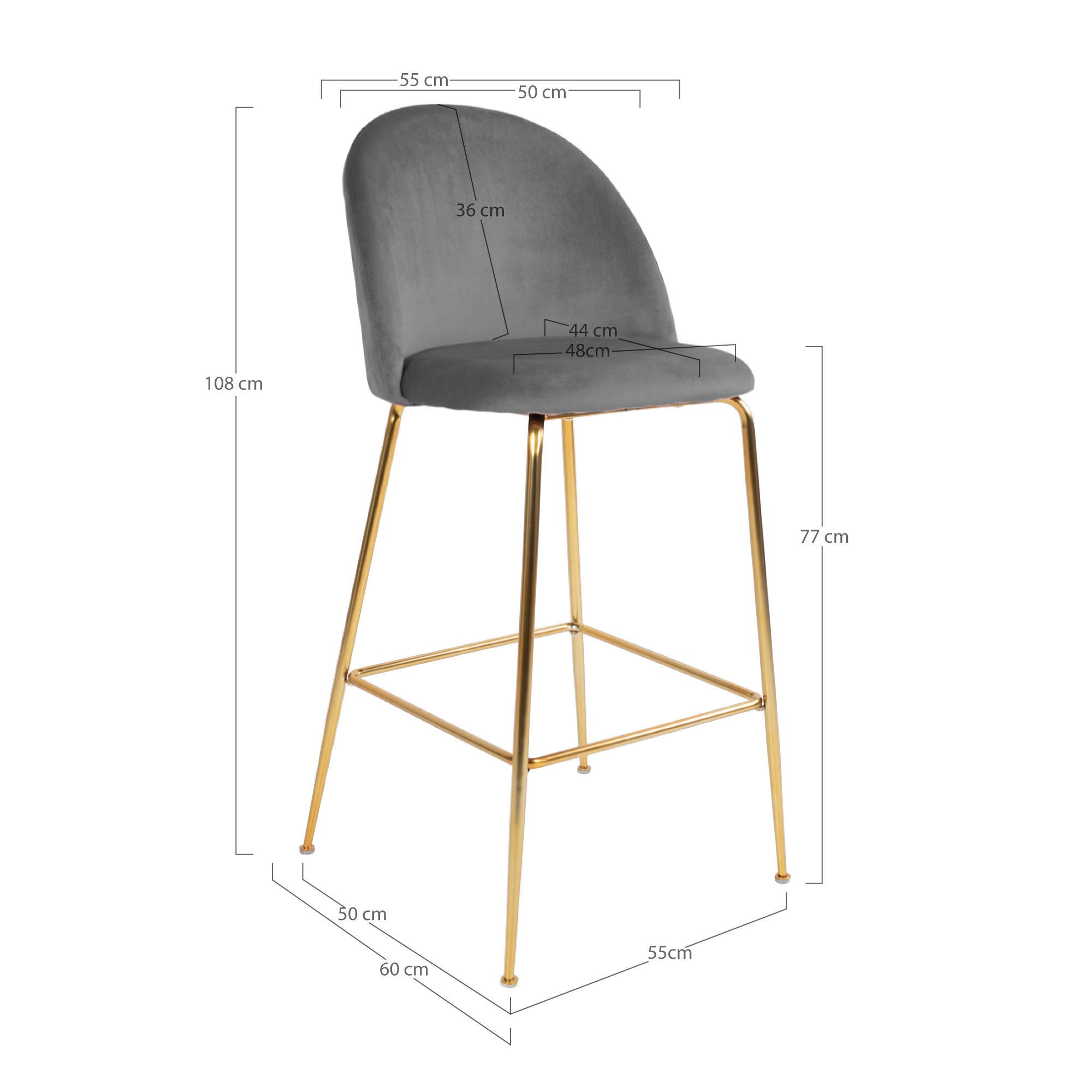 House Nordic Lausanne Bar Chair - Sæt på 2