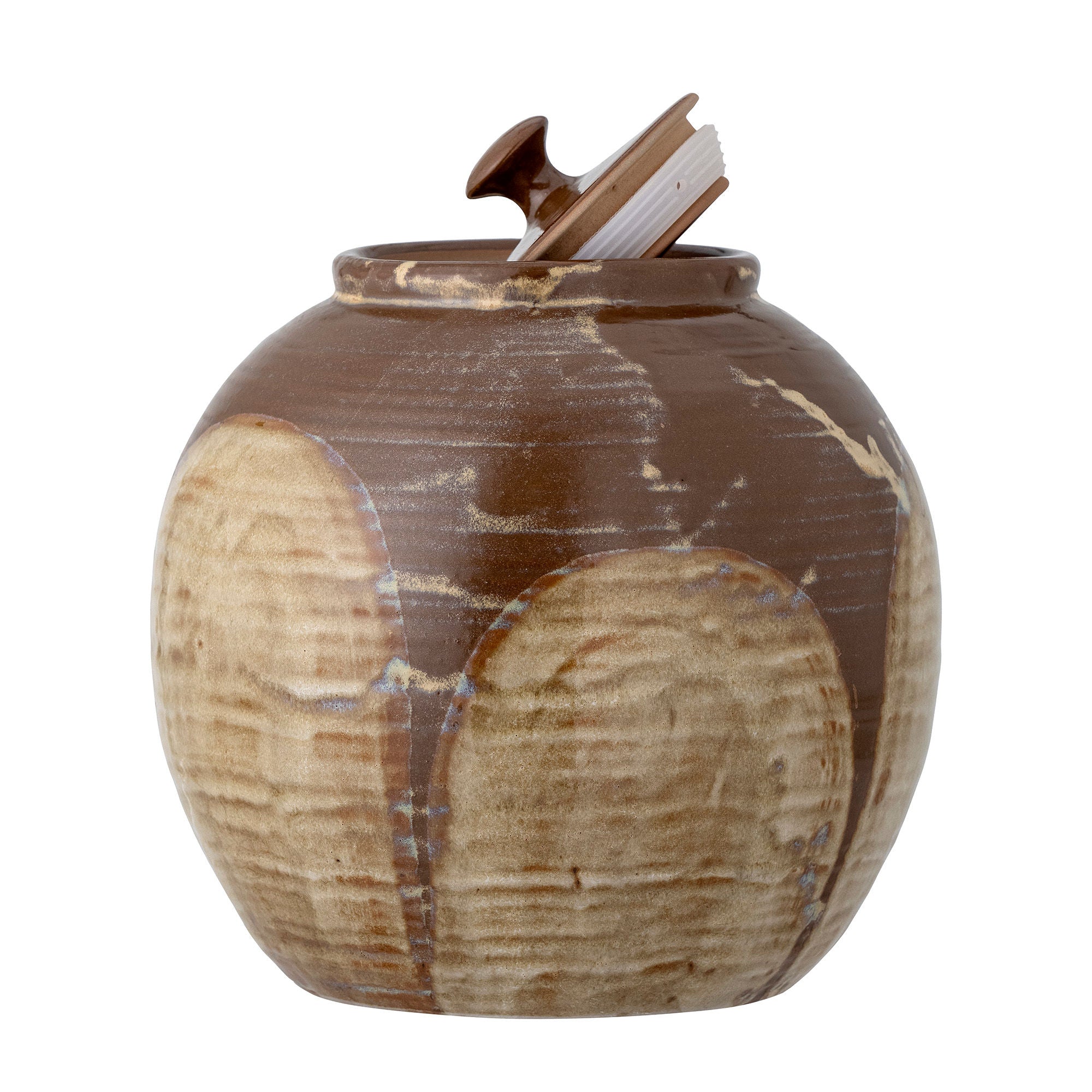 Bloomingville NASIB JAR带盖，棕色，stoneware