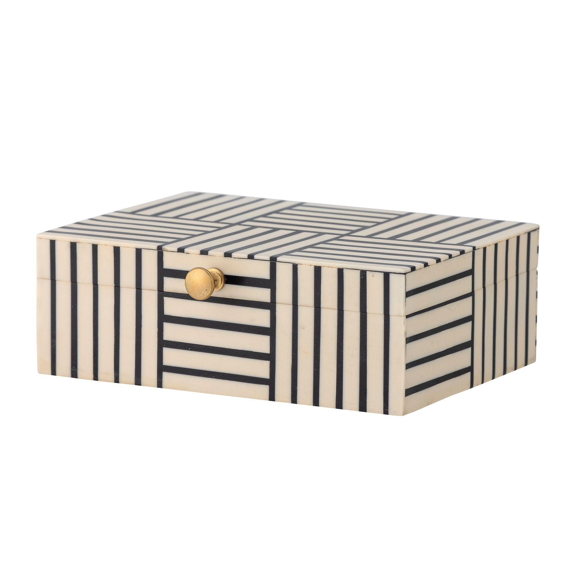 Bloomingville Neoma Box met deksel, zwart, hars