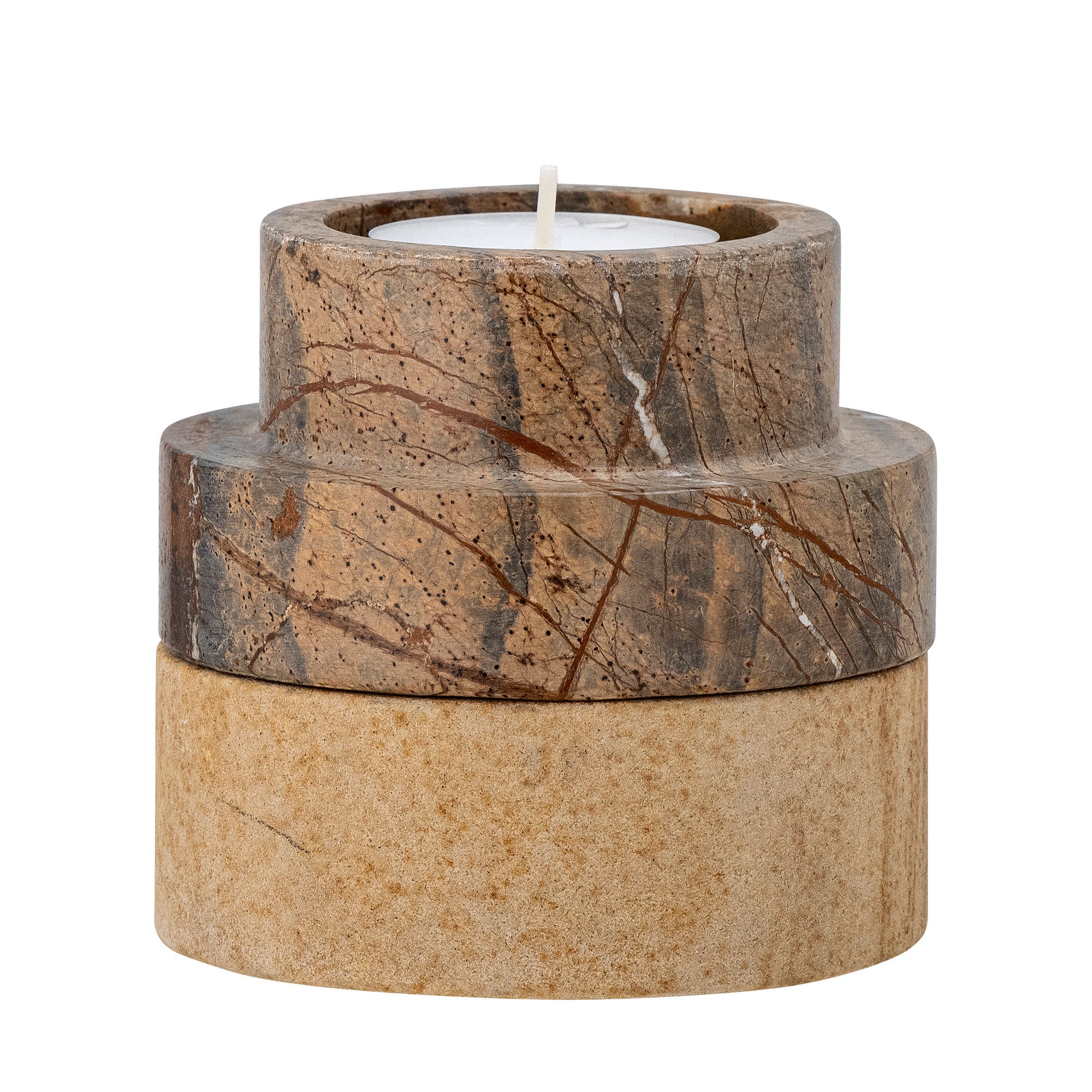 Bloomingville Dalin Fodive＆Candle Holder，Brown，Sandstone