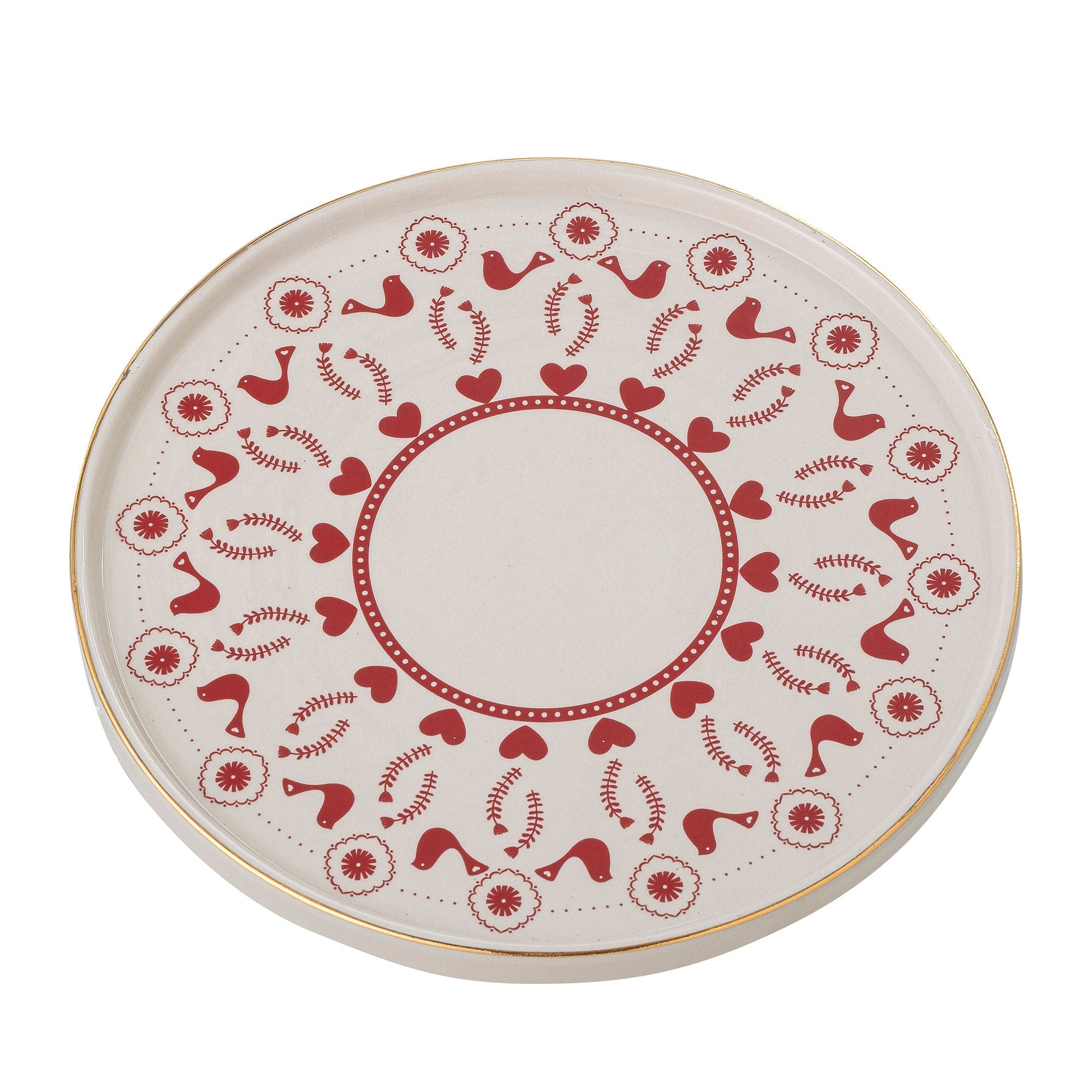 Bloomingville Jolly Cake Tray, Red, Stoneware