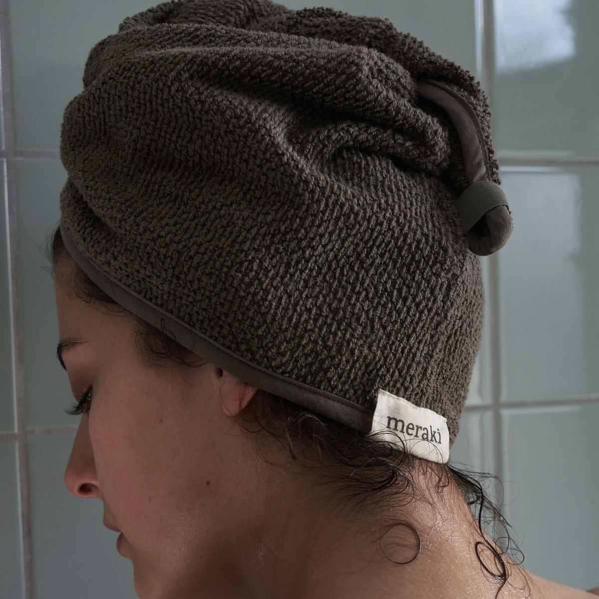 Meraki Serviette à cheveux, mksolid, armée