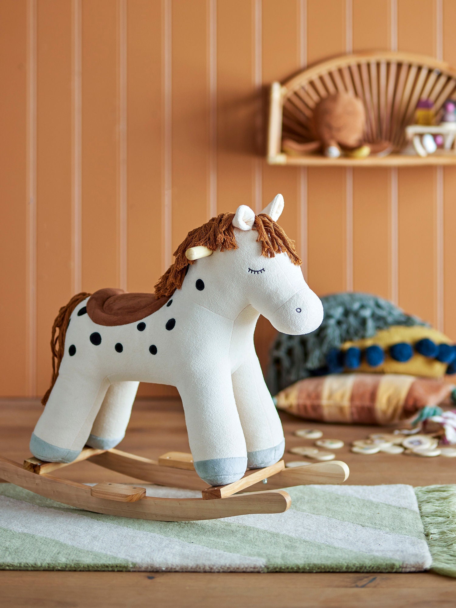 Bloomingville Mini Merlen Rocking Toy, cheval, blanc, polyester