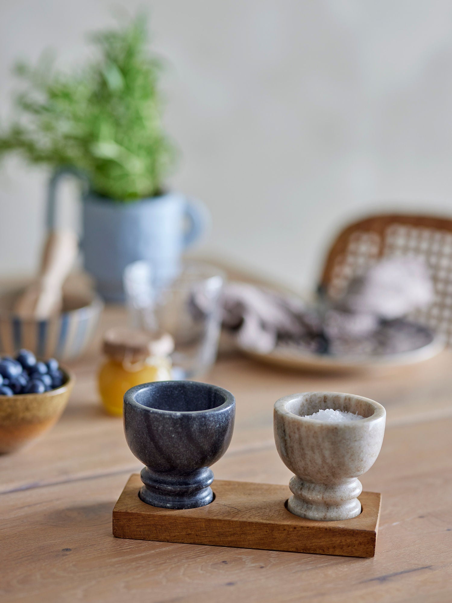 Bloomingville INESA Salt & Pepper Jar, Nature, Marble