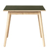 FDB Møbler C35 Table à manger chêne, plateau de table en linoléum olive, 82x82cm