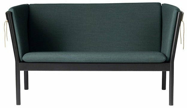 Fdb Møbler J148 2-Personen-Sofa, Schwarze Eiche, dunkelgrüner Stoff