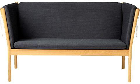 FDB MØBER J148 2 Person Sofa, eik, mørkegrå stoff