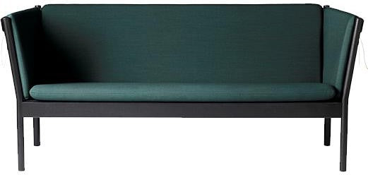 Fdb Møbler J149 3-Personen-Sofa, Schwarze Eiche, dunkelgrüner Stoff