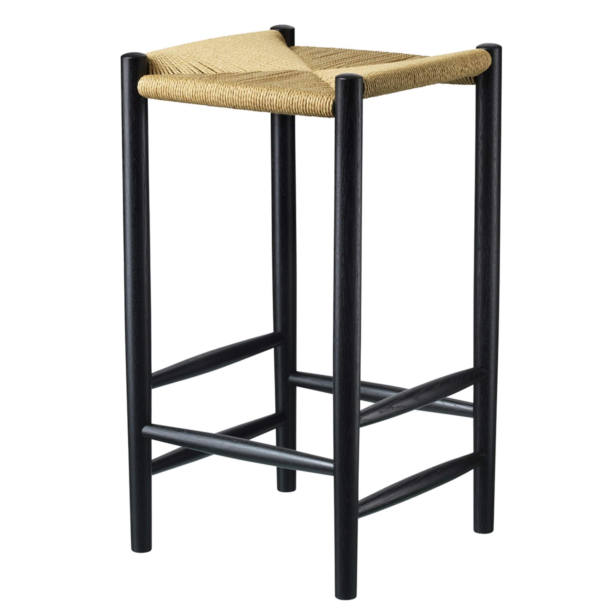 Fdb Møbler J164 C Jørgen Bækmark Counter Chair, Schwarz/Natur Geflecht