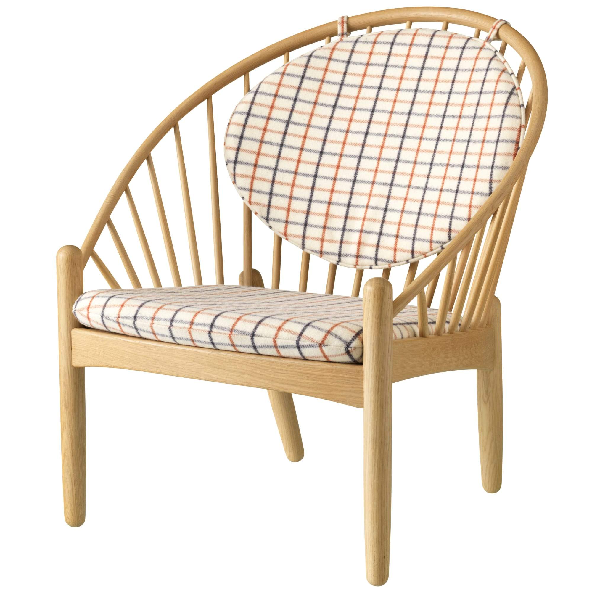 Fdb Møbler J166 Jørna Armchair, Natural/Checkered