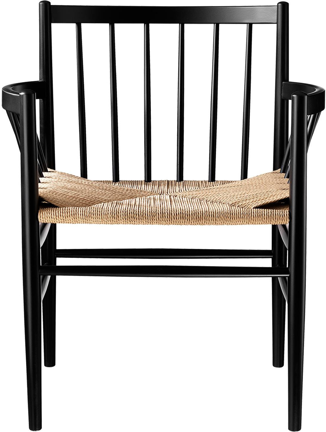 FDB MØBLER J81 DINE STØRING MED ARMREST, SVART BEECH, NATURLIG MESH