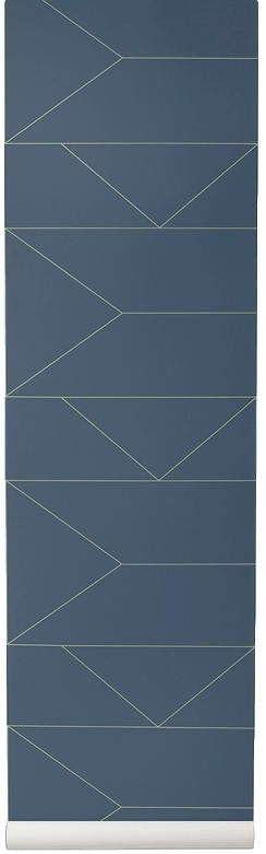 Ferm Living Lines Wallpaper, blu scuro