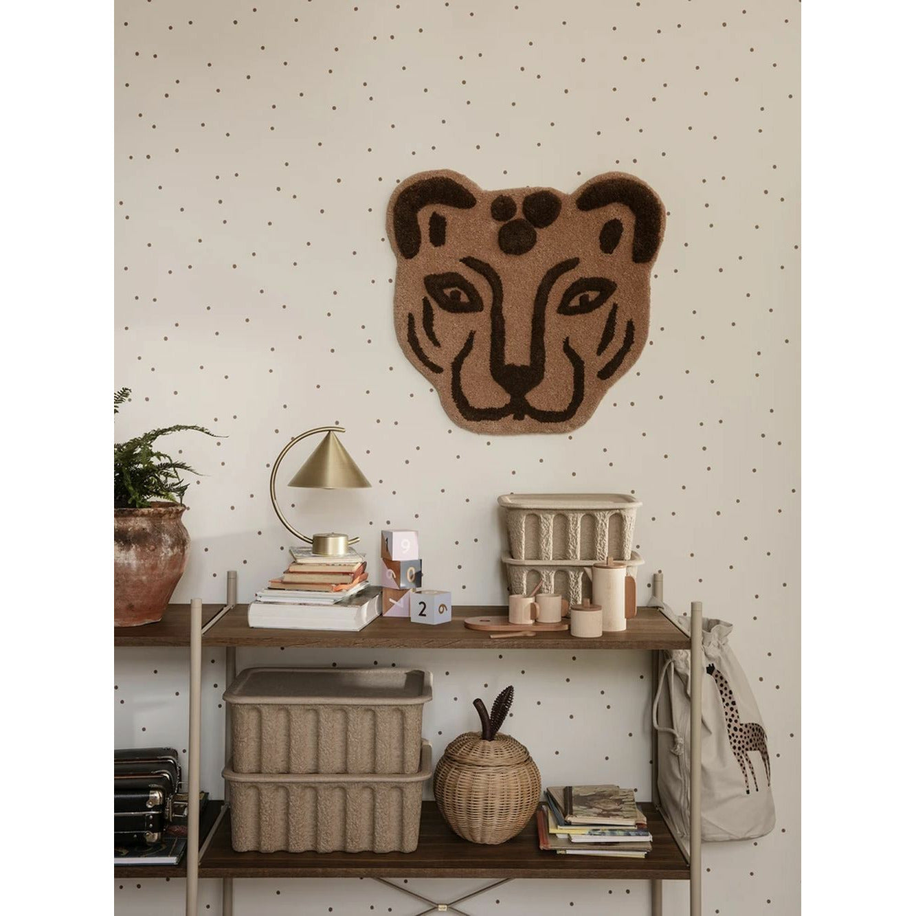 Testa leopardo trapuntata Ferm Living, Brown